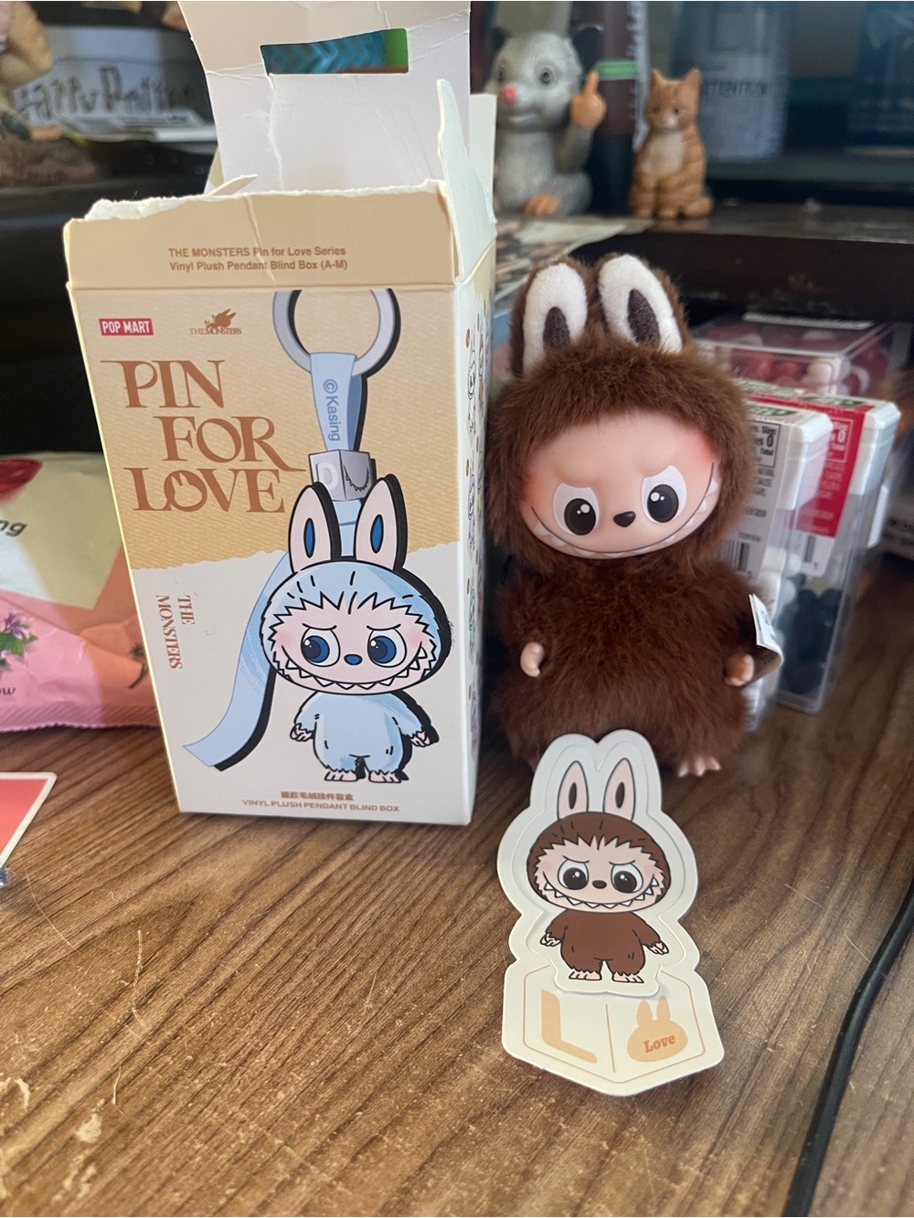 Popmart Pin For Love Brown Furry Vinyl Plush Figure